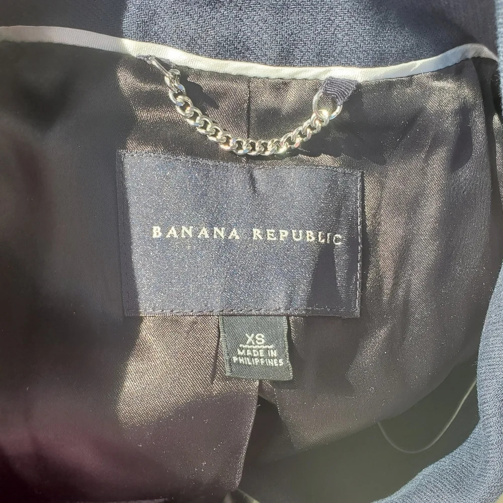 Banana Republic Navy Blue Women's Pea Coat Size XS Double Breasted Cropped - Picture 2 of 16